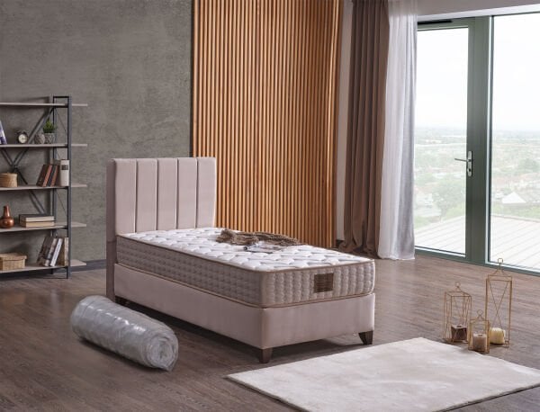 Yatakcım Bonita Baza + Başlık + Yatak Set (3 lü set) Krem