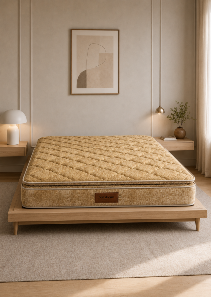 Aura Comfort Ultra Full Ortopedik Pedli Tavşan Tüyü Torba Yaylı Yatak (Kahve)