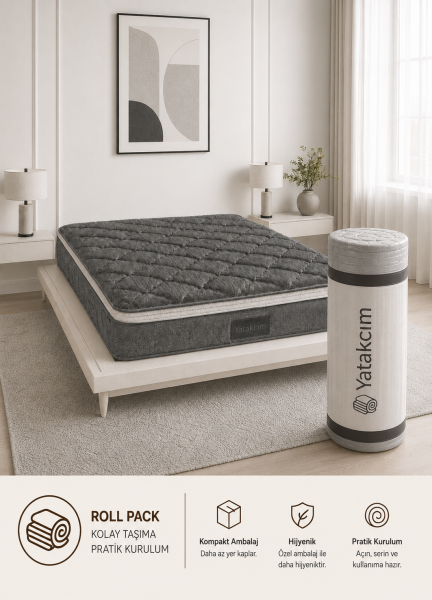 Aura Comfort Ultra Full Ortopedik Pedli Tavşan Tüyü Torba Yaylı Yatak – Antrasit